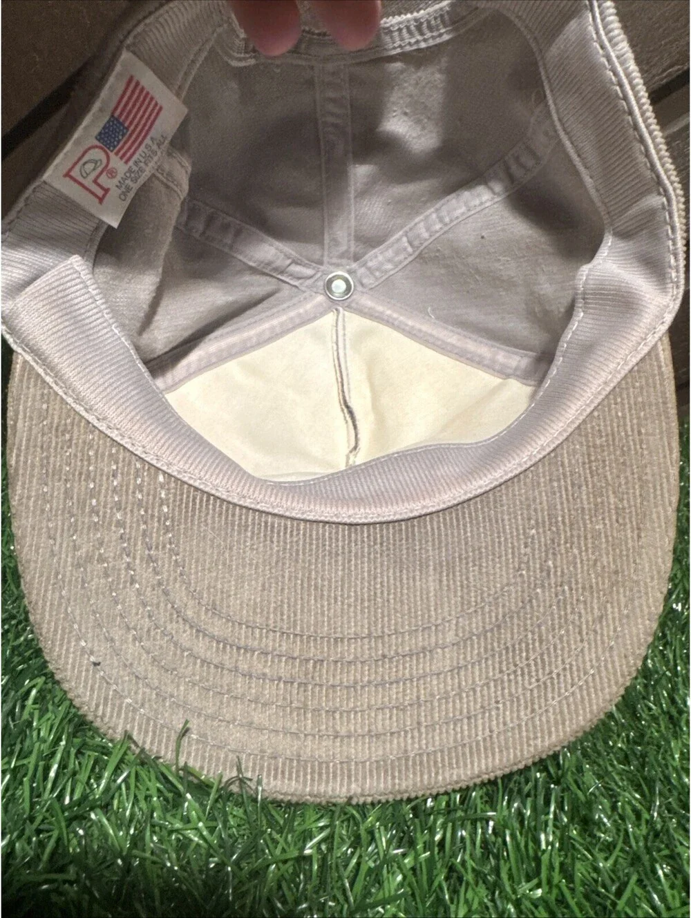 VTG Freightliner Truck Centers Hat Corduroy Snapback Cap Tan Orange 80s Vtg